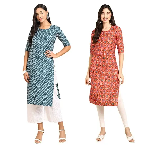 Stylish Straight Crepe Kurta For Women Combo Pack Of 2