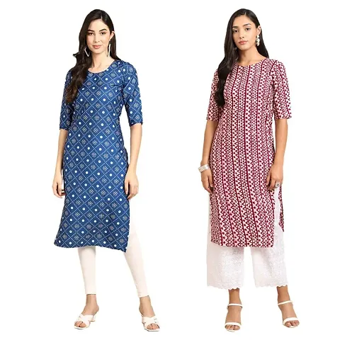 Stylish Crepe Printed Kurti - Pack of 2