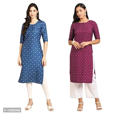 Stylish Crepe Printed Combo Kurti