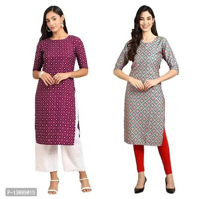 Stylish Crepe Printed Combo Kurti