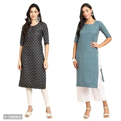 Stylish Crepe Printed Combo Kurti-thumb0