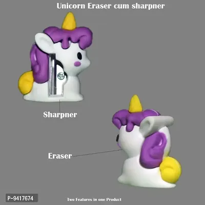2-in-1 Unicorn Shape Pencil Sharpener Cum Eraser Pack Of 1 for Kids Birthday Return Gift Cartoon Eraser And Sharpener For Kids-thumb2