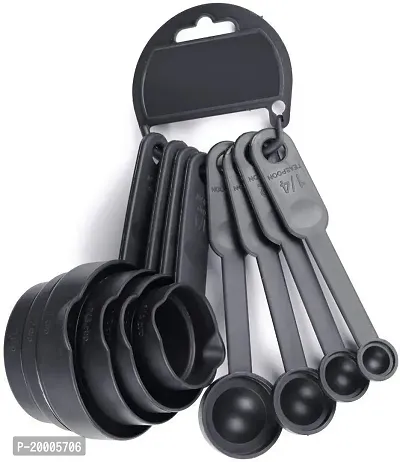8 pcs Plastic Baking  Measuring Cup and Spoons Set (Black)-thumb0