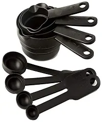 8 pcs Plastic Baking  Measuring Cup and Spoons Set (Black)-thumb1