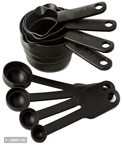 8 pcs Plastic Baking  Measuring Cup and Spoons Set (Black)-thumb2