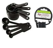 8 pcs Plastic Baking  Measuring Cup and Spoons Set (Black)-thumb3