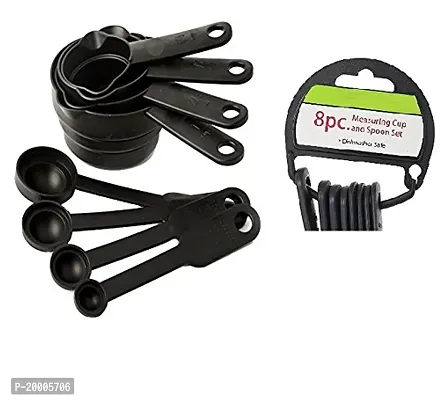 8 pcs Plastic Baking  Measuring Cup and Spoons Set (Black)-thumb4