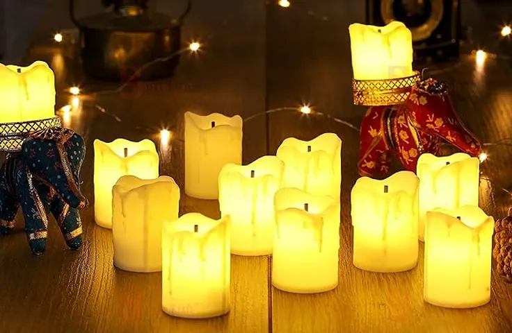 (Pack of 10)Candles decorative thunder, LED Tea Light Flameless Melting Candle Smokeless LED Candles/Diwali Lights/Festive