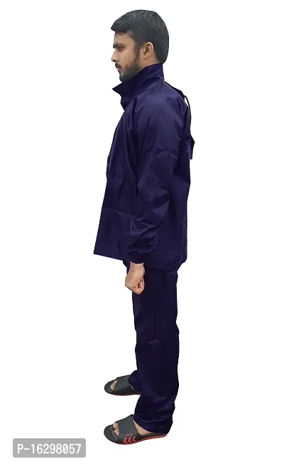 Men Rain Coat100 Per Waterproof Along With Hood And Side Pocket With Storage Bag Navy Blue-thumb5