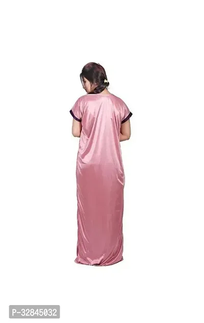 Elegant Satin Solid Nighty Set For Women-thumb3