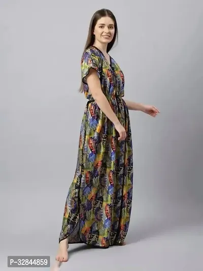 Stylish Satin Printed Kaftan Nighty for Women-thumb2