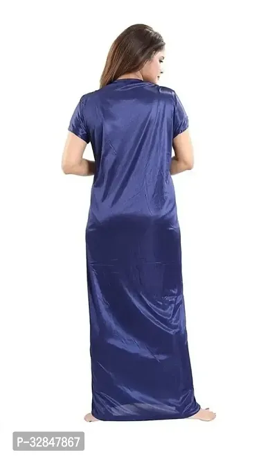 Womens Satin Full Length Lace Nighty with Robe Sleep Wear Night Gown-thumb4