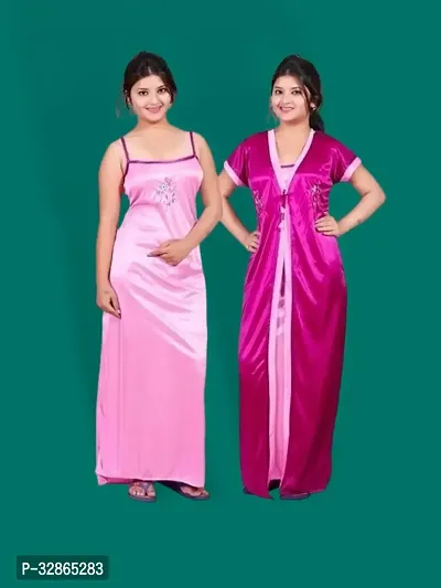 Comfy Satin Night Dress Set-thumb0