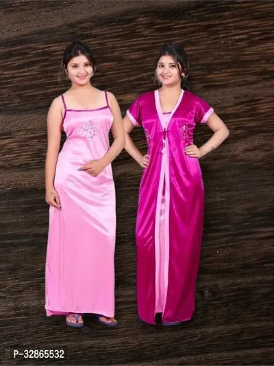 Comfy Satin Night Dress Set-thumb0