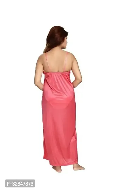 Womens Satin Full Length Lace Nighty with Robe Sleep Wear Night Gown-thumb3