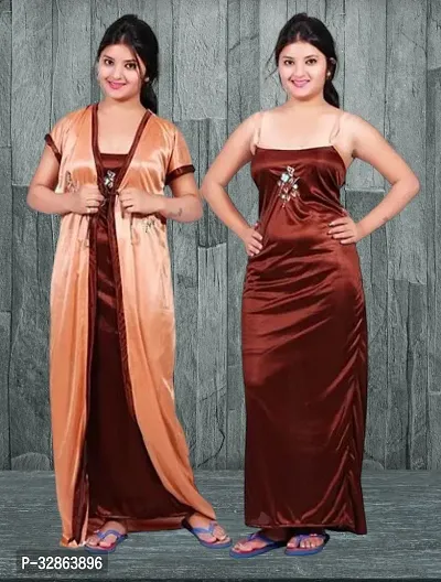 Comfy Satin Night Dress Set-thumb0