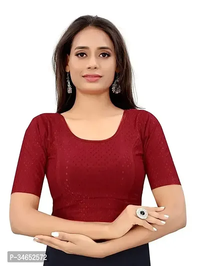 Trendy Cotton Jacquard Stretchable Blouse For Women-thumb0