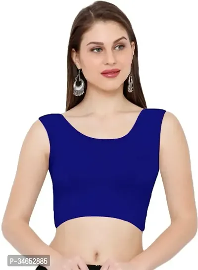 Stylish Blue Cotton Blend Stitched Blouse