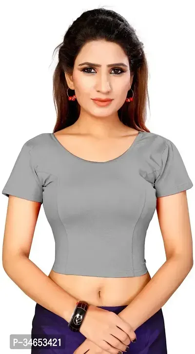 Stylish Grey Cotton Blend Blouses For Women