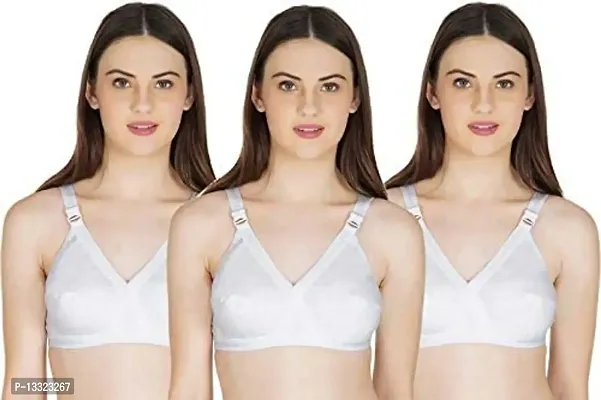 APEXA ENTERPRISE Women's Cotton Non-Padded Non-Wired Bra Pack of 3 Size:-38 White