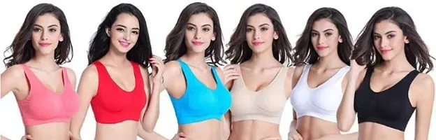 Women Non Padded Sports Bra/Air Bra Pack Of 3, 6