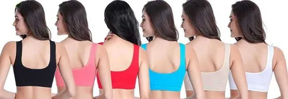 Womens Cotton Non Padded Non-Wired Air Sports Bra (Pack of 6) multicolor-thumb1