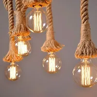 ATHARV DECOR Pendant Rope Lights E27 for Ceiling Hanging, Bulb Not Included- 40W, Pack of 2 (Beige) (Bulbs not Included)-thumb1