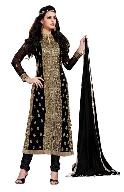 Georgette Embroidered Dress Material with Dupatta