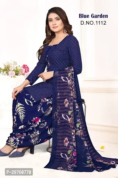 Elegant Crepe Dress Material with Dupatta For Women