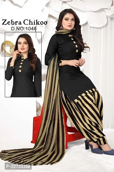 Elegant Black Crepe  Dress Material with Dupatta For Women-thumb0