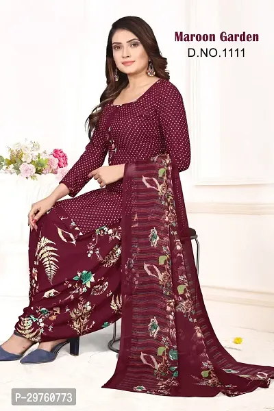 Elegant Crepe Dress Material with Dupatta For Women-thumb0