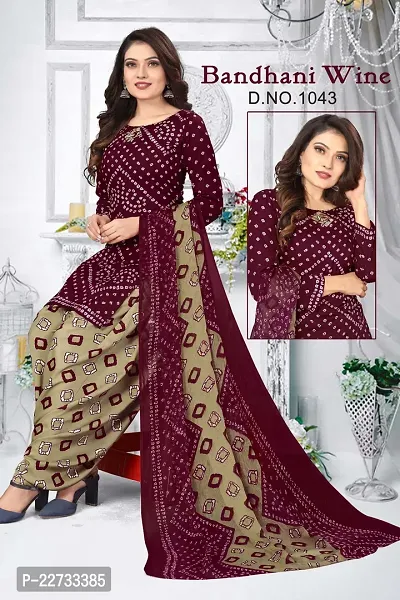 Elegant Maroon Crepe  Dress Material with Dupatta For Women