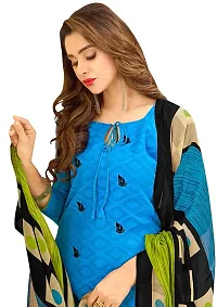 DnVeens Women's Cotton Jacquard Casual Embroidery Unstitched Dress Material (DIVYANSHI50005; Blue; Free Size)-thumb1