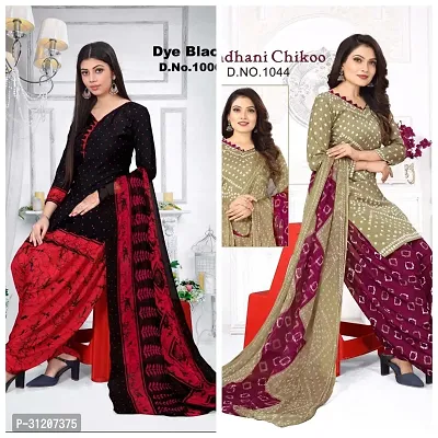 Elegant Crepe Printed Dress Material With Dupatta For Women Pack Of 2