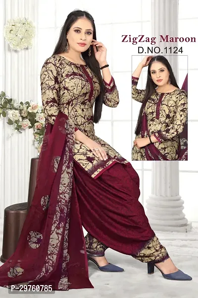 Elegant Crepe Dress Material with Dupatta For Women-thumb0