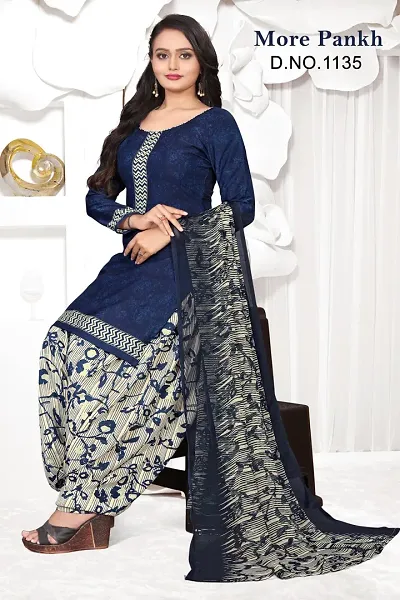 Elegant Crepe Dress Material with Dupatta For Women