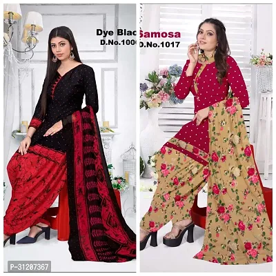 Elegant Crepe Printed Dress Material With Dupatta For Women Pack Of 2