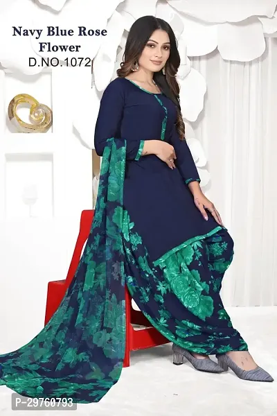 Elegant Crepe Dress Material with Dupatta For Women