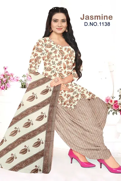 Fancy Crepe Printed Dress Material with Dupatta