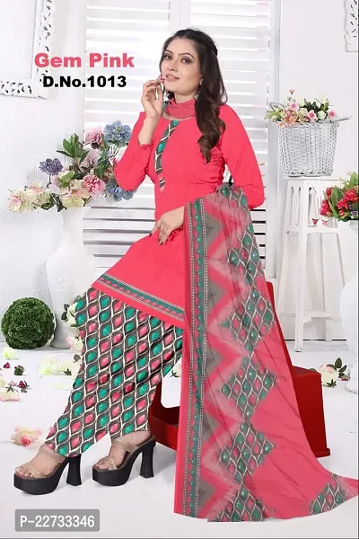 Elegant Peach Crepe  Dress Material with Dupatta For Women-thumb0