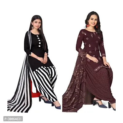 Elegant Crepe Printed Dress Material With Dupatta For Women Pack Of 2-thumb0