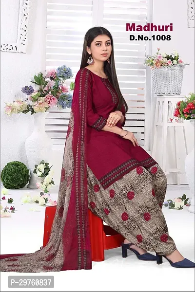 Elegant Crepe Dress Material with Dupatta For Women-thumb0