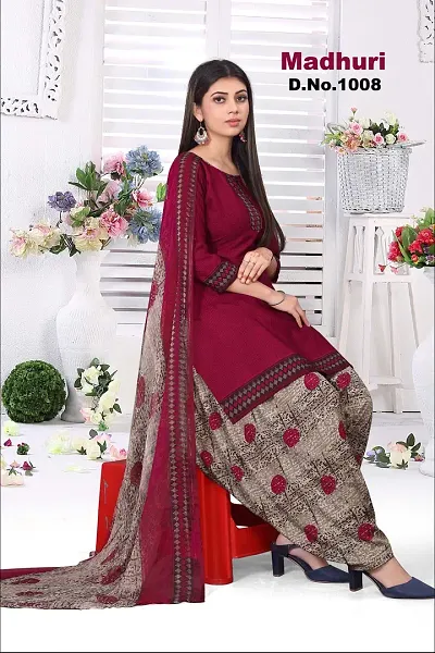 Elegant Crepe Solid Dress Material with Dupatta For Women