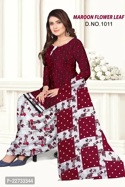 Elegant Maroon Crepe  Dress Material with Dupatta For Women-thumb0