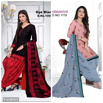 Elegant Crepe Printed Dress Material With Dupatta For Women Pack Of 2