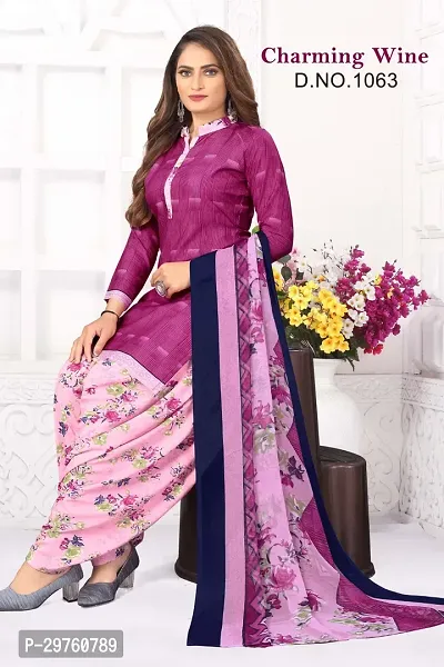 Elegant Crepe Dress Material with Dupatta For Women