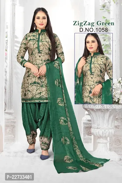 Elegant Beige Crepe  Dress Material with Dupatta For Women