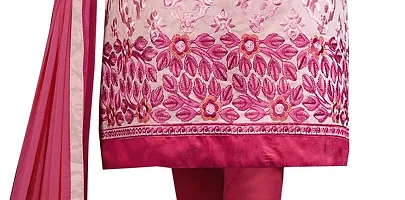 DnVeens Women Chanderi Embroidery Unstitched Salwar Kameez Dress Material (SAHIDA09, Pink, Unstitched)-thumb3