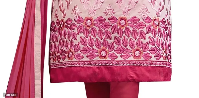 DnVeens Women Chanderi Embroidery Unstitched Salwar Kameez Dress Material (SAHIDA09, Pink, Unstitched)-thumb4