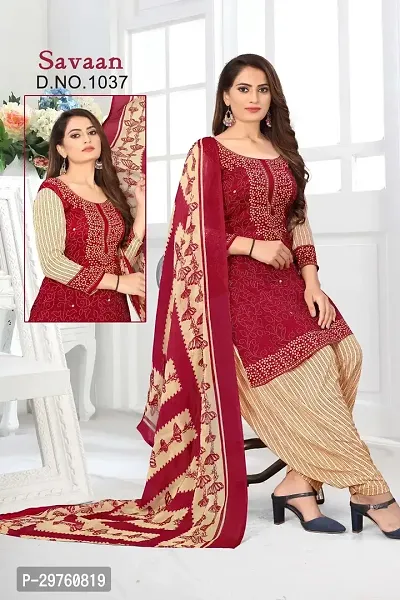 Elegant Crepe Dress Material with Dupatta For Women